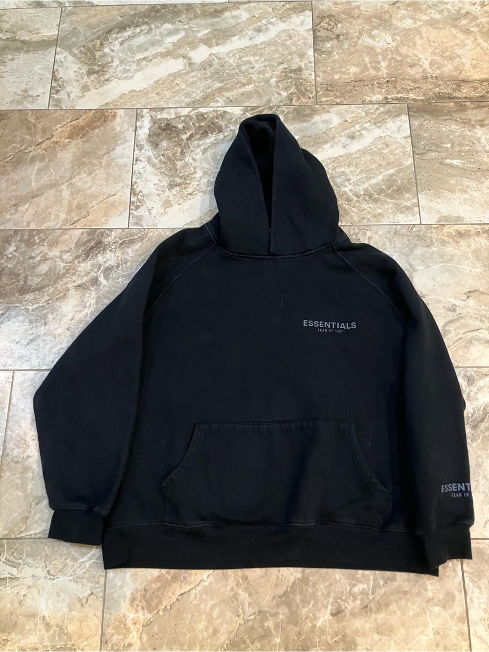 Fear of God Essentials Hoodie black Logo Pullover Mens XL